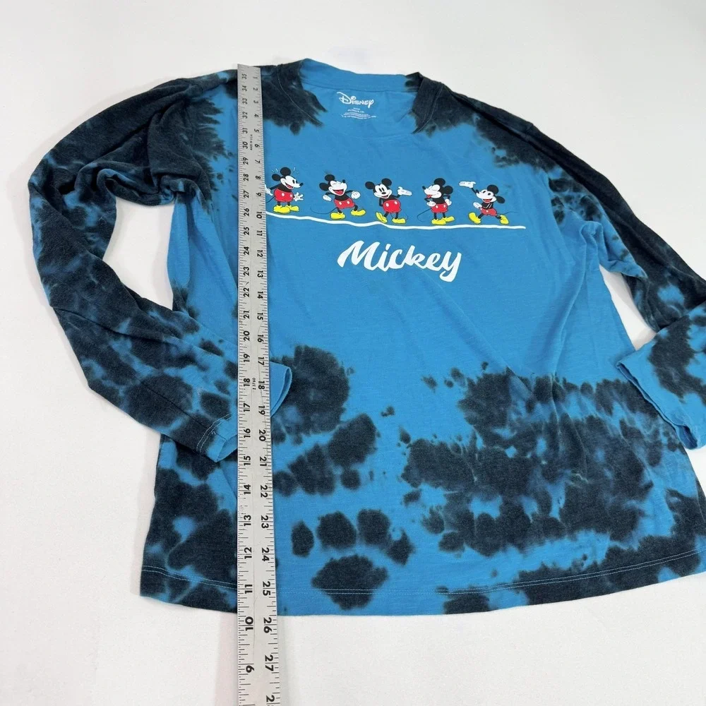 Disney Mickey Mouse Shirt Youth XL Blue Black Tie Dye Long Sleeve Graphic Tee